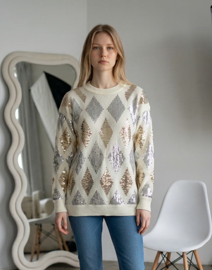 SWEATER LENTEJUELAS CRUDO – COD HMB085