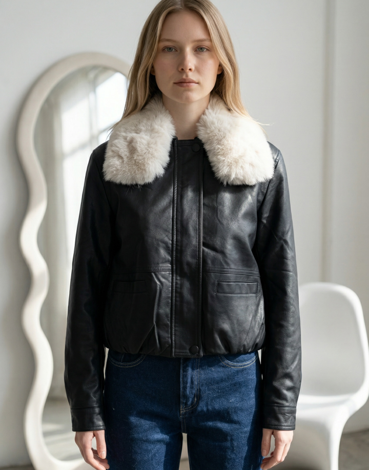 CAMPERA ECOCUERO – COD CAM069 NEGRO