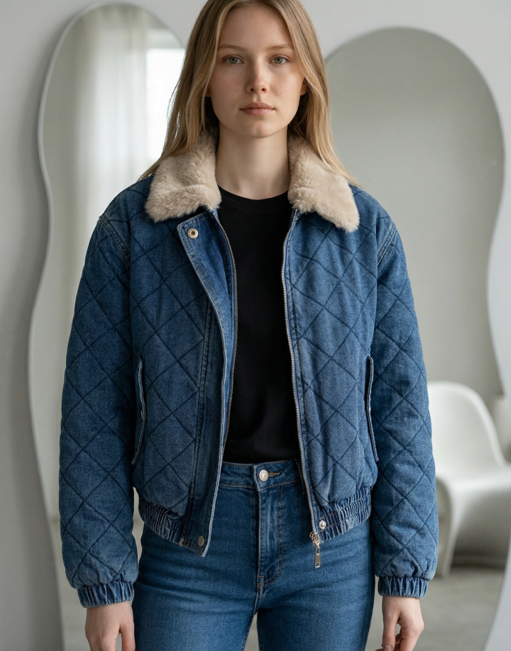 CAMPERA JEAN MUY ABRIGADA - COD HM052 AZUL