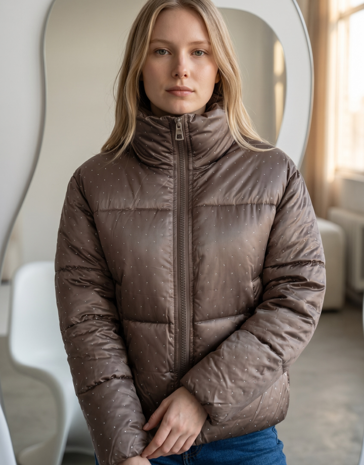 CAMPERA PUFFER CON BRILLOS – CAM078 BRONCE