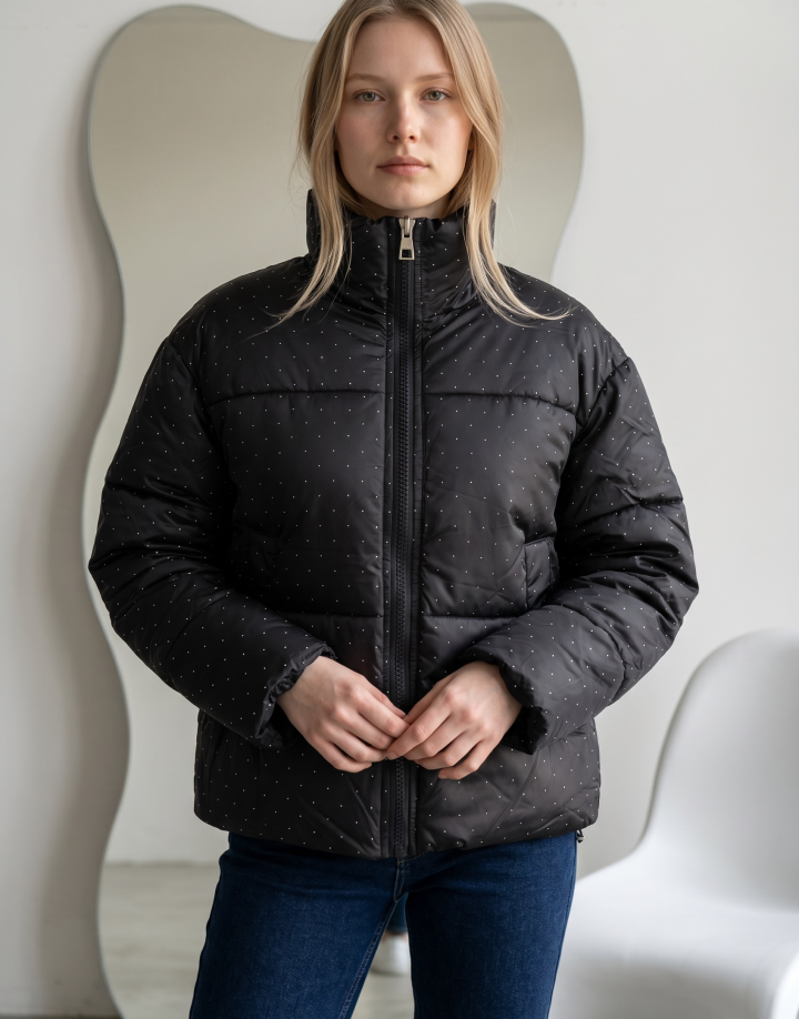 CAMPERA PUFFER CON BRILLOS - CAM078 NEGRO