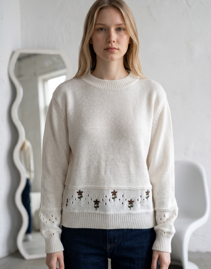 SWETAER BORDADO CON FLORES – COD BA02